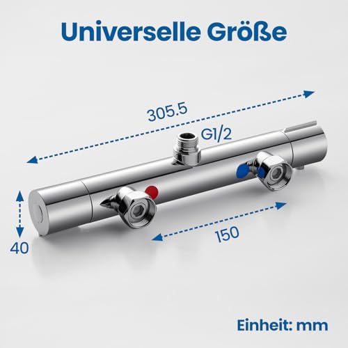 Auralum Duscharmatur mit Thermostat und 38°C Sicherheitssperre für sicheres Duschen im Bad – Anti-Verbrühungsdesign in S