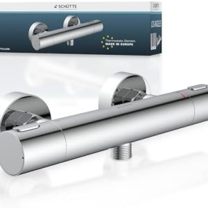 SCHÜTTE Los Angeles Thermostat Duscharmatur – Brausethermostat mit Verbrühschutz bei 38℃ für sicheres Duschen in Chrom
