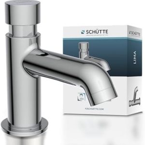 Schütte Kaltwasserhahn LIMA für Bad – elegante Kaltwasser Armatur mit Druckgriff, 46951