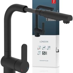 Schütte LONDON Niederdruck Küchenarmatur mit ausziehbarer Brause – 360° schwenkbar für optimalen Freizeitkomfort in der