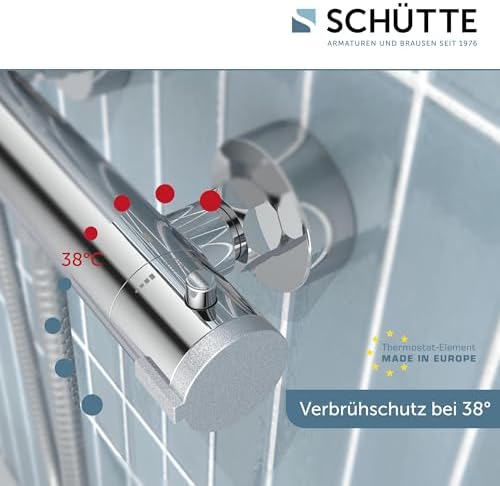 SCHÜTTE LONDON 52465 Duschthermostat mit Verbrühschutz, elegante Brausethermostat für sicheres Duschen in Chrom