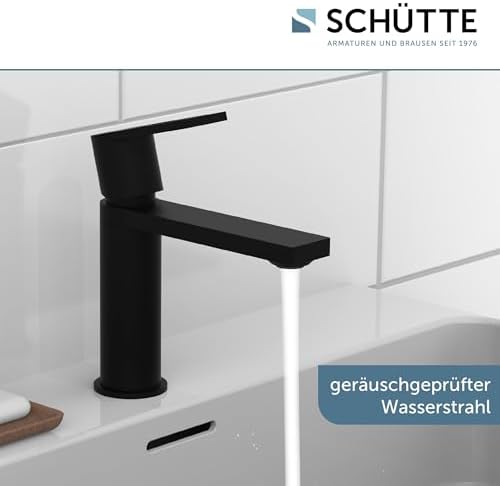 SCHÜTTE Waschtischarmatur MANHATTAN 33010 – Eleganter Wasserhahn für das Badezimmer mit Pop Up Abflussstopfen, Chromober