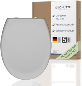 SCHÜTTE Duroplast WC-Sitz mit Absenkautomatik für einfache Montage, grau und bis 150 kg belastbar