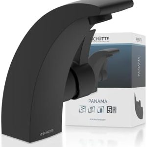 SCHÜTTE 98106 PANAMA Wasserhahn Bad – Elegante Einhebelarmatur für stilvolles Badezimmer, Schwarz mit Pop Up Abflussstop