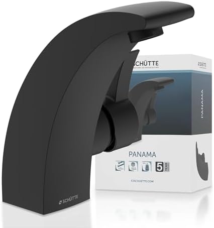 SCHÜTTE 98106 PANAMA Wasserhahn Bad – Elegante Einhebelarmatur für stilvolles Badezimmer, Schwarz mit Pop Up Abflussstop