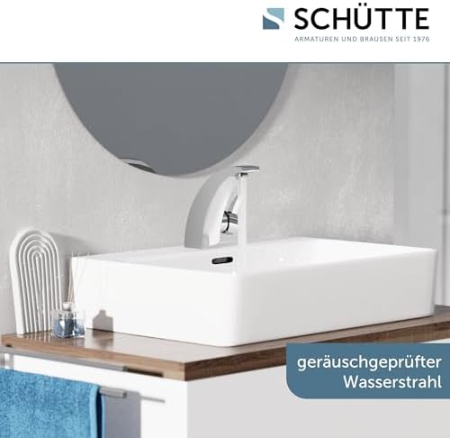 SCHÜTTE 98100 PANAMA Design Wasserhahn für Bad – Elegante, geräuscharme Waschtischarmatur mit 35mm-Kartusche in Chrom