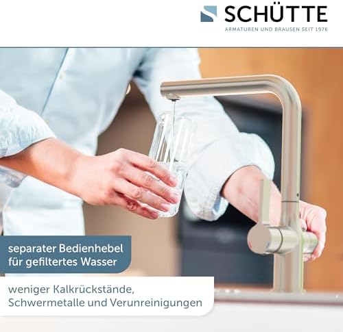 SCHÜTTE AQUASTAR PRO 3 Wege Küchenarmatur mit Filtersystem für sauberes Trinkwasser in Edelstahloptik