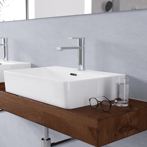 SCHÜTTE Waschtischarmatur MANHATTAN 33010 – Eleganter Wasserhahn für das Badezimmer mit Pop Up Abflussstopfen, Chromober