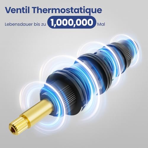 Auralum Duscharmatur mit Thermostat und 38°C Sicherheitssperre für sicheres Duschen im Bad – Anti-Verbrühungsdesign in S