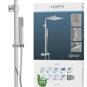 SCHÜTTE 60049 SUMBA Duschsystem Regendusche 30x30cm Edelstahl mit Thermostat für luxuriöse Badezimmererlebnisse