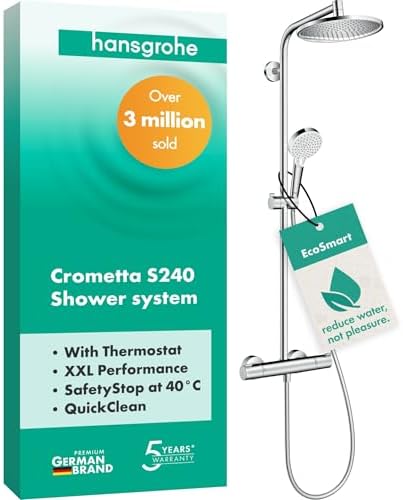hansgrohe Crometta S Duschsystem – Hochwertige Regendusche mit Thermostat, ideal für entspannende Duscherlebnisse