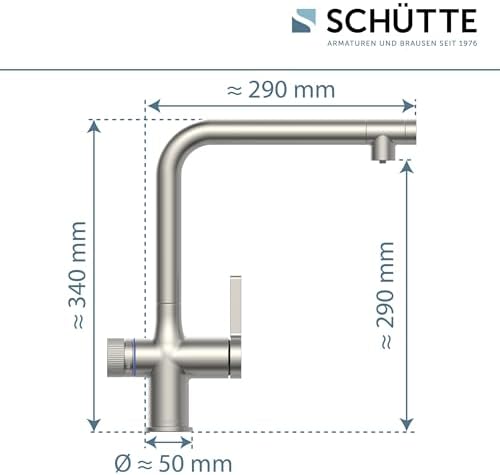 SCHÜTTE AQUASTAR PRO 3 Wege Küchenarmatur mit Filtersystem für sauberes Trinkwasser in Edelstahloptik