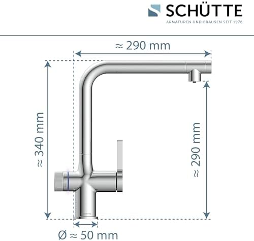 SCHÜTTE AQUASTAR PRO 3 Wege Küchenarmatur mit Filtersystem für sauberes Trinkwasser in Edelstahloptik
