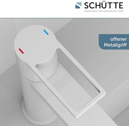 SCHÜTTE Waschtischarmatur MANHATTAN 33010 – Eleganter Wasserhahn für das Badezimmer mit Pop Up Abflussstopfen, Chromober