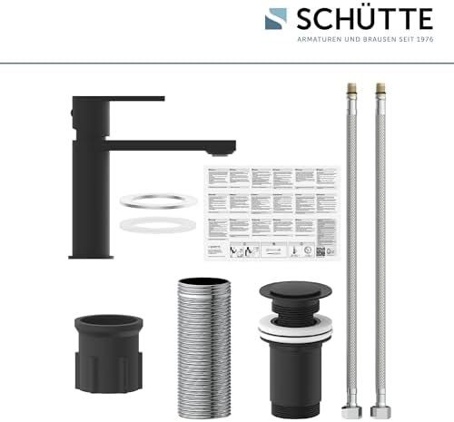 SCHÜTTE Waschtischarmatur MANHATTAN 33010 – Eleganter Wasserhahn für das Badezimmer mit Pop Up Abflussstopfen, Chromober