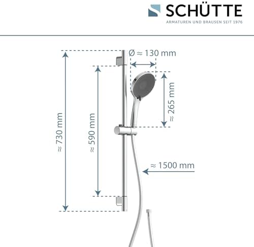 Schütte Capri Duschstange & Handbrause – 3-fach verstellbar, elegante Regendusche für Ihr Badezimmer