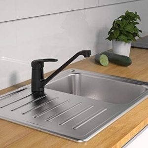 SCHÜTTE 77266 GRANDE Küchenarmatur, Matt Schwarz Wasserhahn mit 180° Drehbarkeit, ideal für moderne Spülen