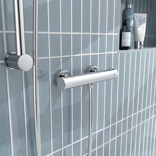 SCHÜTTE LONDON 52465 Duschthermostat mit Verbrühschutz, elegante Brausethermostat für sicheres Duschen in Chrom