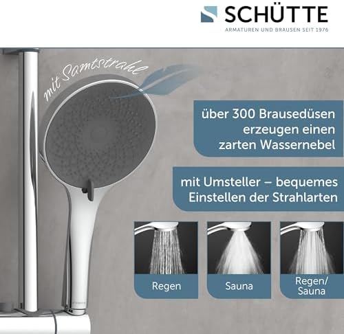Schütte Capri Duschstange & Handbrause – 3-fach verstellbar, elegante Regendusche für Ihr Badezimmer